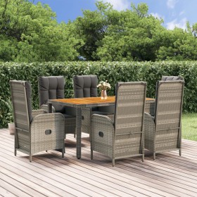 Set comedor jardín 7 pzas y cojines ratán sintético gris de vidaXL, Conjuntos de jardín - Ref: Foro24-3185051, Precio: 930,27...