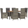 Set comedor jardín 7 pzas y cojines ratán sintético gris de vidaXL, Conjuntos de jardín - Ref: Foro24-3185051, Precio: 930,27...