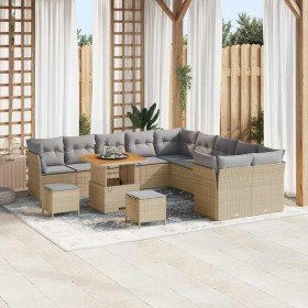 Conjunto de sofá de jardín con cojín 13 pcs Beige y Gris Claro en Sofás de exterior | Comprar online en Foru.es