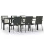 Set de comedor de jardín 7 pzas y cojines ratán sintético negro de vidaXL, Conjuntos de jardín - Ref: Foro24-3157955, Precio:...