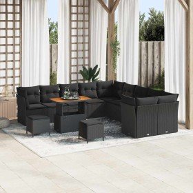 Conjunto de sofá de jardín con cojín 13 pcs Negro en Sofás de exterior | Comprar online en Foru.es