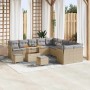 Conjunto de sofá de jardín con cojín 13 pcs beige y gris claro en Sofás de exterior | Comprar online en Foru.es