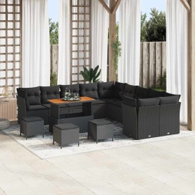 Conjunto de sofá de jardín 14 pcs Negro ratán sintético en Sofás de exterior | Comprar online en Foru.es