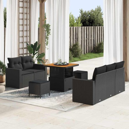 Conjunto de sofá de jardín 8 pcs Negro ratán sintético en Sofás de exterior | Comprar online en Foru.es