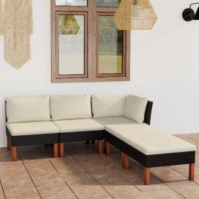 Set de muebles de jardín 5 pzas y cojines ratán sintético negro en Conjuntos de jardín | Comprar online en Foru.es