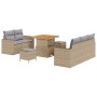 Conjunto de sofá de jardín con cojín 8 pcs beige y gris claro en Sofás de exterior | Comprar online en Foru.es