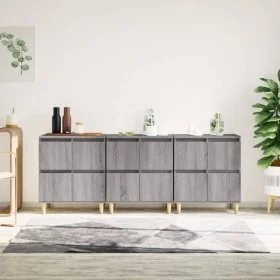 Aparadores 3 uds madera contrachapada gris Sonoma 60x35x70 cm de vidaXL, Aparadores - Ref: Foro24-3185773, Precio: 174,45 €, ...