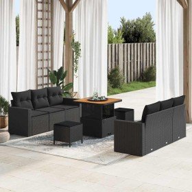Conjunto de sofá de jardín con cojín Manual 9 pcs Negro en Sofás de exterior | Comprar online en Foru.es