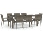 Set comedor jardín 9 pzas y cojines ratán sintético gris de vidaXL, Conjuntos de jardín - Ref: Foro24-3184986, Precio: 643,28...