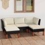 Set de muebles de jardín 5 pzas y cojines ratán sintético negro en Conjuntos de jardín | Comprar online en Foru.es