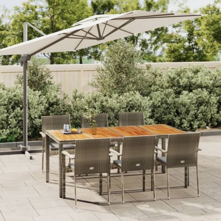 Set comedor jardín 7 pzas y cojines ratán sintético gris de vidaXL, Conjuntos de jardín - Ref: Foro24-3184997, Precio: 507,92...