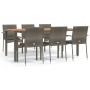 Set comedor jardín 7 pzas y cojines ratán sintético gris de vidaXL, Conjuntos de jardín - Ref: Foro24-3184997, Precio: 507,92...