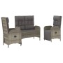 Set comedor de jardín 3 piezas con cojines ratán sintético gris de vidaXL, Conjuntos de jardín - Ref: Foro24-3185092, Precio:...