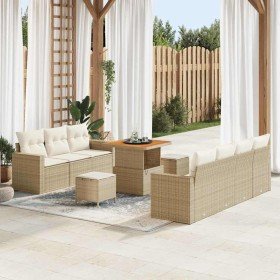 Conjunto de sofá de jardín con cojín 10 pcs beige y crema en Sofás de exterior | Comprar online en Foru.es