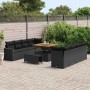 Conjunto de sofá de jardín con cojín Manual 11 pcs Negro en Sofás de exterior | Comprar online en Foru.es