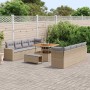 Conjunto de sofá de jardín con cojín 11 pcs beige y gris claro en Sofás de exterior | Comprar online en Foru.es