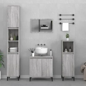 Set de muebles de baño 3 pzas madera contrachapada gris sonoma de vidaXL, Muebles de baño - Ref: Foro24-3185595, Precio: 172,...