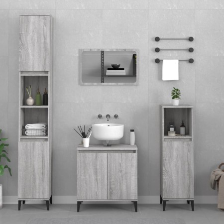 Set de muebles de baño 3 pzas madera contrachapada gris sonoma de vidaXL, Muebles de baño - Ref: Foro24-3185595, Precio: 169,...