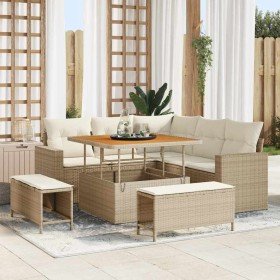 Conjunto de sofá de jardín con cojín 8 pcs beige y crema en Sofás de exterior | Comprar online en Foru.es