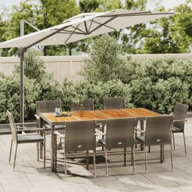 Set comedor jardín 9 pzas y cojines ratán sintético gris de vidaXL, Conjuntos de jardín - Ref: Foro24-3184998, Precio: 626,60...