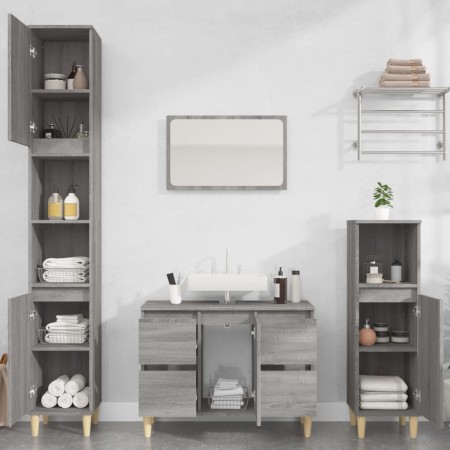 Set de muebles de baño 3 pzas madera contrachapada gris sonoma de vidaXL, Muebles de baño - Ref: Foro24-3185603, Precio: 222,...