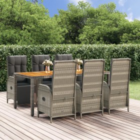 Set comedor jardín 7 pzas y cojines ratán sintético gris de vidaXL, Conjuntos de jardín - Ref: Foro24-3185048, Precio: 984,03...