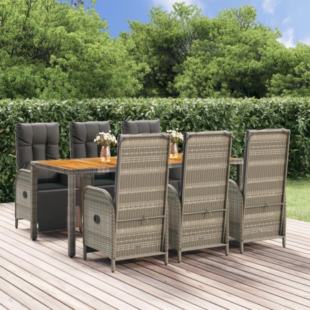 Set comedor jardín 7 pzas y cojines ratán sintético gris de vidaXL, Conjuntos de jardín - Ref: Foro24-3185048, Precio: 984,03...