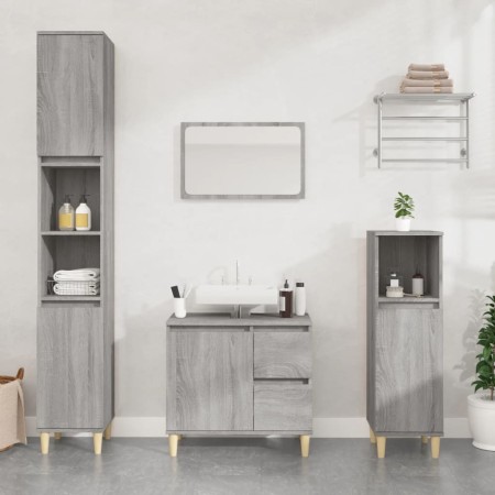 Set de muebles de baño 3 pzas madera contrachapada gris sonoma de vidaXL, Muebles de baño - Ref: Foro24-3185541, Precio: 187,...