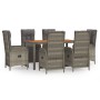 Set comedor jardín 7 pzas y cojines ratán sintético gris de vidaXL, Conjuntos de jardín - Ref: Foro24-3185047, Precio: 909,58...