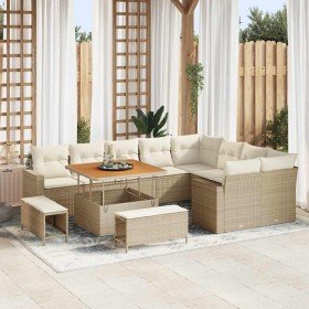 Conjunto de sofá de jardín con cojín 12 pcs beige y crema en Sofás de exterior | Comprar online en Foru.es