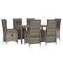 Set comedor jardín 7 pzas y cojines ratán sintético gris de vidaXL, Conjuntos de jardín - Ref: Foro24-3185047, Precio: 909,58...