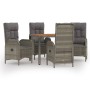 Set comedor de jardín 5 piezas con cojines ratán sintético gris de vidaXL, Conjuntos de jardín - Ref: Foro24-3185039, Precio:...
