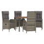 Set comedor de jardín 5 piezas con cojines ratán sintético gris de vidaXL, Conjuntos de jardín - Ref: Foro24-3185039, Precio:...