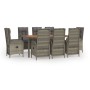 Set comedor jardín 9 pzas y cojines ratán sintético gris de vidaXL, Conjuntos de jardín - Ref: Foro24-3185043, Precio: 1,00 €...