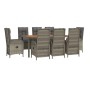 Set comedor jardín 9 pzas y cojines ratán sintético gris de vidaXL, Conjuntos de jardín - Ref: Foro24-3185043, Precio: 1,00 €...