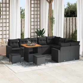 Conjunto de sofá de jardín con cojín 12 pcs Negro en Sofás de exterior | Comprar online en Foru.es