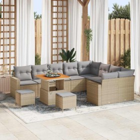 Conjunto de sofá de jardín con cojín 12 pcs beige y gris claro en Sofás de exterior | Comprar online en Foru.es