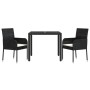 Set comedor de jardín 3 pzas con cojines ratán sintético negro de vidaXL, Conjuntos de jardín - Ref: Foro24-3184999, Precio: ...