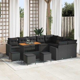 Conjunto de sofá de jardín con cojín 13 pcs Negro en Sofás de exterior | Comprar online en Foru.es