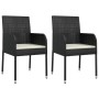Set comedor de jardín 3 pzas con cojines ratán sintético negro de vidaXL, Conjuntos de jardín - Ref: Foro24-3184999, Precio: ...