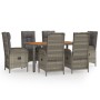 Set comedor jardín 7 pzas y cojines ratán sintético gris de vidaXL, Conjuntos de jardín - Ref: Foro24-3185041, Precio: 912,28...