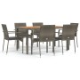 Set comedor jardín 7 pzas y cojines ratán sintético gris de vidaXL, Conjuntos de jardín - Ref: Foro24-3184996, Precio: 496,84...