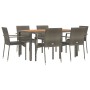Set comedor jardín 7 pzas y cojines ratán sintético gris de vidaXL, Conjuntos de jardín - Ref: Foro24-3184996, Precio: 496,84...