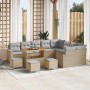 Conjunto de sofá de jardín con cojín 13 pcs beige y gris claro en Sofás de exterior | Comprar online en Foru.es