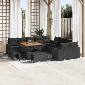 Conjunto de sofá de jardín con cojín 13 pcs Negro en Sofás de exterior | Comprar online en Foru.es