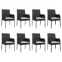 Set de comedor de jardín 9 pzas y cojines ratán sintético negro de vidaXL, Conjuntos de jardín - Ref: Foro24-3185016, Precio:...