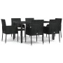 Set de comedor de jardín 7 pzas y cojines ratán sintético negro de vidaXL, Conjuntos de jardín - Ref: Foro24-3185002, Precio:...