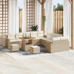 Conjunto de sofás de jardín con cojín 17 pcs Beige y Crema en Sofás de exterior | Comprar online en Foru.es
