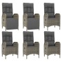 Set comedor jardín 7 pzas y cojines ratán sintético gris de vidaXL, Conjuntos de jardín - Ref: Foro24-3185027, Precio: 946,70...