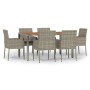 Set comedor jardín 7 pzas y cojines ratán sintético gris de vidaXL, Conjuntos de jardín - Ref: Foro24-3185020, Precio: 446,94...